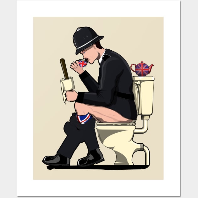 British Policeman on the Toilet Wall Art by InTheWashroom